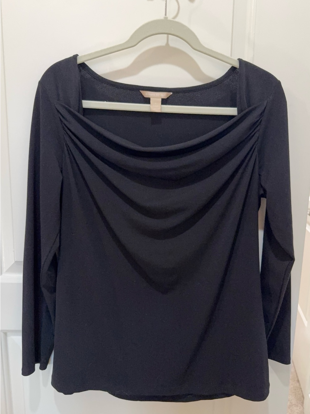 Banana Republic Black Drape-Neck Long Sleeve Top - Scoop Back